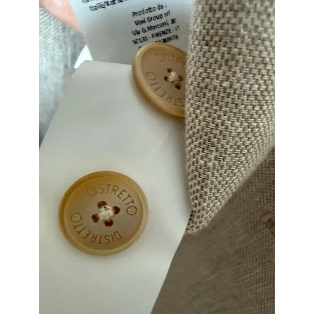 Distretto12 Men’s Tan Linen Blend Sport Coat Blazer Size 48 Italy